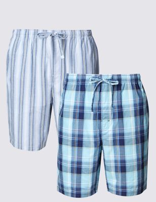 2 Pack Pure Cotton Assorted Pyjama Shorts